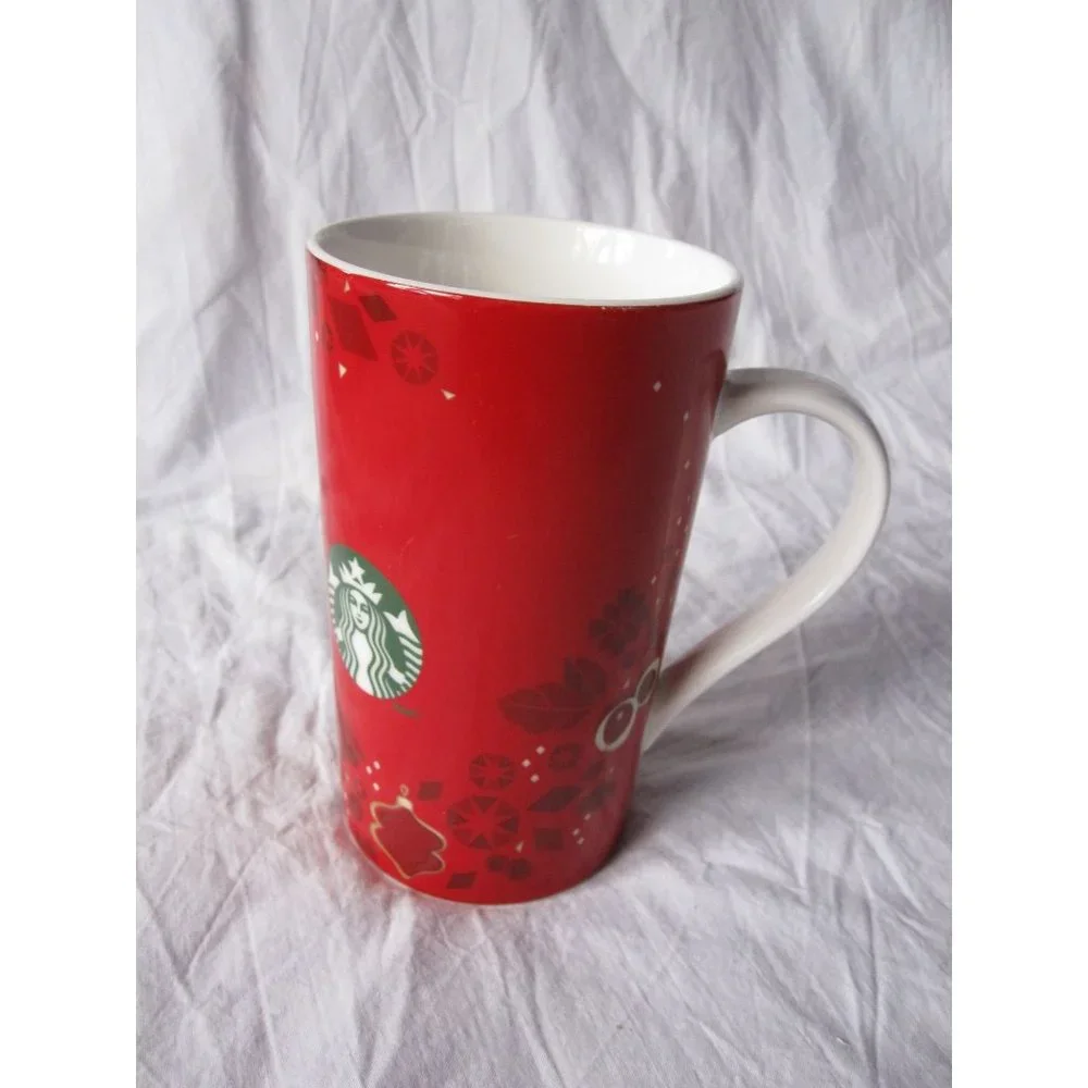 Starbucks 16 oz tall 2013 Red/Green Christmas‎ Siren Poinsettia Coffee Cup Mug